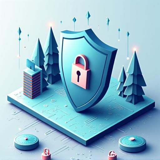 Ilustración de un escudo protegiendo datos digitales